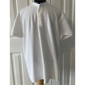Vince Camuto Men's White/Blue Trim Mock Neck Polo Shirt Size XL